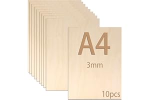 POJAH 10 Stück Sperrholaplatte 3mm, Sperrholz A4, 30 x 21 cm Holzplatte zum Basteln, Holzplatten für für DIY Holzarbeiten, Laserbearbeitung, Brandmalerei, Modellbau, Deko, Gemälde (A4-300x210*3mm)