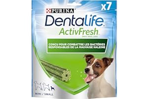 DENTALIFE | ACTIVFRESH | Friandises pour Chien Adulte de Taille Mini | Action nettoyante naturelle, Aide à combattre la mauvaise haleine | Spiruline et Miel | Sachet | 7 Bâtonnets | 115g