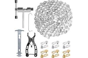 WeeGoo Bike Chain Multi Function Bike Mechanic Repair Kit Bicycle Chain and Checker 6/7/8 Speed Chains, 1/2x3/32 Inch Links Bikes Chains for Mountain Folding Bikes