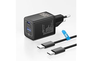 NOHON 35W Caricatore USB C：Caricatore USB-C Rapido Caricabatterie con Cavo Tipo C da 1M 65W, GaN Alimentatore USB C PD3.0 per iPhone 15/15 Plus/15 Pro/15 Pro Max/14/13, iPad, Samsung Galaxy