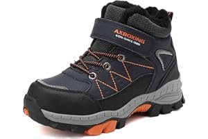 TARELO Winterschuhe Kinder rutschfeste Winterstiefel Mid Schneestiefel Jungen Unisex Gefütterte Wanderschuhe 32-39