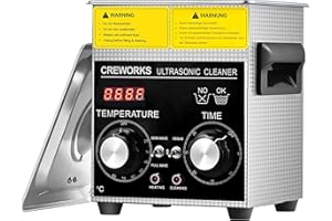 CREWORKS 2L Pulitore Ultrasuoni con 100W Riscaldatore e Timer 60W Vasca Ultrasuoni in Acciaio Inossidabile con Modalità Degas e Delicata Lavatrice Ultrasuoni per Gioielli Occhiali Orologi
