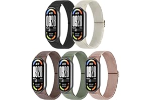 Wizvv 5 Stück Xiaomi Mi Band 10/9/8 Armbands Herren Damen, verstellbare Dehnbare Nylon Armbänder Sport Ersatzarmband für Xiaomi Smart Band 10/9/8