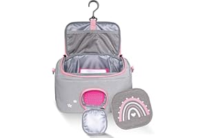 JP Journey Tasche für Toniebox Mädchen - für Figuren und Box im Auto und für die Reise (Grau-Rosa Regenbogen)
