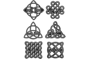 Censen 6 Pieces 1.97x 1.97inch Celtic Knot Dress Cinch Clips Set Cardigan Clip Retro Brooch Clips Sweater Collar Clip for Women Girls Dress Shirt Shawl Coat, 6 Styles (Black)