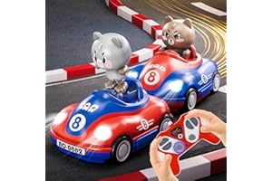 PENGBU RC Zdalnie sterowany samochód od 2 lat, 2 szt. RC Bumper Cars z muzyką i światłem, 2,4 GHz, zdalnie sterowana hulajnoga samochodowa dla dzieci z 2 akumulatorami 50 minut, zabawka samochodowa od 2 lat,