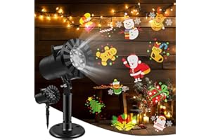 MIRTHBUY Proiettore di Natale a LED per esterni, decorazione natalizia con 16 lenti intercambiabili, 12 temi, impermeabile per Natale, esterni, decorazione da giardino