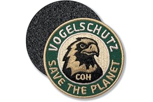 ‎CLUB OF HEROES Vogelschutz, Save the Planet/Klett-Patch gestickt 62 mm rund/Klett Patch Patches Applikation zum aufkleben auf Kleidung Rucksack Taschen/Umwelt Natur Naturschutz