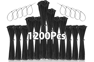 Jokisa 1200 Piezas Bridas de Plástico, 100/150/200/250mm Bridas Negro, 18kg de Resistencia a la Tracción, Varios tamaños cable ties para Interiores y Exteriores