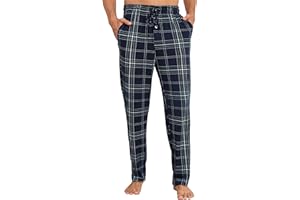 Vlazom Męskie spodnie piżamowe, bawełna, bielizna nocna, spodnie rekreacyjne, długie spodnie do biegania, z kieszeniami, spodnie treningowe, do biegania, z gumowym ściągaczem i sznurkiem