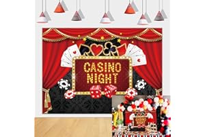 TENCOW Décorations de fête sur Le thème du Casino – Contient Une Toile de Fond de Casino de Poker Le thème de Las Vegas – Fond de Photographie pour Casino d'anniversaire(2,1 x 1,5 m)