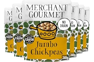 Merchant Gourmet Jumbo Chickpeas with Italian Extra Virgin Olive Oil - High in Protein & Fibre, Drain-Free, Premium Ingredients, No Preservatives (6x 240g)
