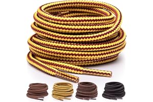 Miscly Lacets ronds pour bottes [3 Paires] Lacets renforcés et ultra résistants pour Bottes, Bottines, Chaussures de sécurité ou de travail, Chaussures de marche - Ø 5 mm