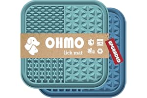 OHMO Mata do lizania psa, mata do lizania szczeniaków, kotów, 2 szt., dla zwierząt domowych, ulga w lęku i powolnym karmieniu, jakość spożywcza, silikon, nie zawiera BPA