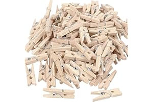 happymas 200 x Mini Clothes Pegs - Sustainable Wooden Pegs Mini - 25 mm: - Ideal for Photo Walls, Photo Holders & DIY Projects - Mini Pegs
