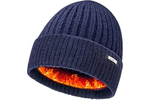 WEITOO Beanie for Men, Stretchy Soft Cuffed Knit Beanie with Thick Warm Lining,Unisex Winter Hat,Gifts for Men Women