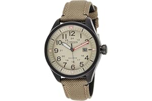 Citizen Męski analogowy zegarek kwarcowy z nylonową bransoletką AW5005-12X, khaki, bransoletka