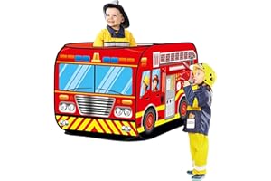 Haipky Children's Play Tents, Playground Indoor Outdoor Gamehouse Toy Hut Easy Fold Pretend Playhouse, Gift for Kids Toddlers, Portable Pop Up Play Teepee W/Carry Bag (Fire Engine)