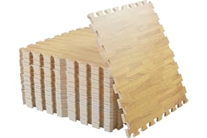 LUVODI Tappeto per palestra pavimento puzzle: 24 pezzi tappetino incastro 60x60cm tappetini ginnastica fitness casa tatami bambini gioco esercizi legno effetto schiuma eva morbido quadrato interno, Giallo
