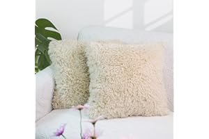 Kienapanc 2Pezzi Federe Cuscini Divano 45x45,Federe Cuscini in Faux Pelliccia di Agnello Fodere Quadrate per Cuscino per Divano Camera da Letto,copri cuscini per divano Decorativi Peloso-45x45cm,Khaki