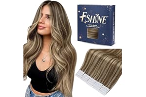 ‎FSHINE Fshine Tape in Extensions Echthaar Tape in Echthaar Extensions 50 Gramm 20 Stück Kleber in Haarverlängerungen 50cm Mittelbraun Highlight Honigblond Nahtlose Haarverlängerungen #4P27