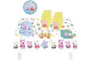 Procos 10215314DY Peppa Pigg partyset, 46 st engångsservis för barns födelsedag, temafest, bordsdekoration