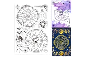 ‎GLOBLELAND GLOBLELAND Magic Divination Clear Stamps Für DIY Scrapbooking Astrolabe Luna Phase Silikon Clear Stamp Seals Transparente Stempel Für Kartenherstellung Fotoalbum Journal Dekoration