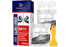 DECORROM Masilla epoxi - 450g Kit de Reparación de Piscinas Epoxy Bicomponente, Bajo el Agua o por Encima, Reparación de Fugas, Grietas, Relleno, Esculpir - Pegamento Epoxi para Metal, Cerámica (Gris)