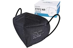 NUFASION 20pcs FFP2 Face Mask Black CE Certified KN95 Mask Filtration Rate ≥95% 5-Layer Protective FFP2 Masks Individually Packaged Face Mask High Filter Respirator Mask For Daily Prevention And Protection