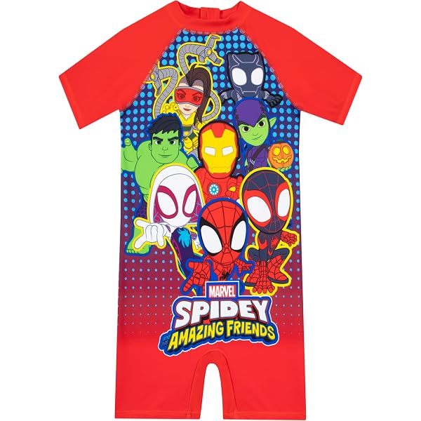 Costume Da Bagno Intero Spiderman Per Bambini Con Protezione UPF40+ - Con Zip Sul Retro - Taglie 1-6 Anni - 3