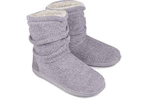 LongBay Women's Warm Slipper Boots Plush Fleece Lining Memory-Foam Cushioning Non-Slip Ladies House Shoes Indoor Outdoor