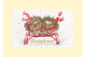 Bothy Threads Counted Cross Stitch Kit Christmas Card - Sledgehogs
