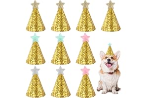 YQQYG 10 PCS Mini Party Hats for Stuffed Animals, Adjustable Dog Birthday Hat, Star Pet Birthday Hats for Holiday Wedding Puppies Kittens Rabbits Costume Accessories