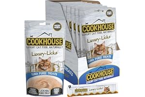 COOKHOUSE Luxury Licks Lickable Cat & Kitten Treats - Tuna - 48 x 15g Sachets - Soft & Creamy Puree - Healthy & Grain Free - 100% Natural Ingredients