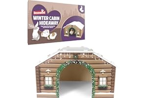 Rosewood Cupid & Comet Winter Cabin Hideaway for Small Animals – Cosy Pet House for Guinea Pigs and Small Rabbits, Made From Plywood, Easy to Assemble, Sleep and Shelter, Festive Christmas Design