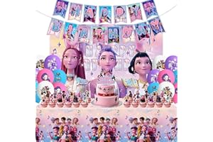 YCWSSB 44pcs Set de Décoration Anniversaire, Kit de Fête avec Ballons, Bannière Joyeux Anniversaire, Cupcake Toppers, Fournitures de Fête pour Enfants et Adultes