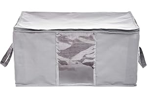 Amazon Basics Förvaringsväskor med dragkedja och fönster, grå, klar, 59,9 x 44,7 x 28,7 cm
