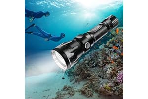 BlueFire Diving Torch, 1200 Lumen Bright Professional Scuba Flashlight Safety Lights with Hand Strap & Lanyard (Black)
