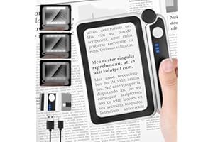Vicloon Lupe mit Licht, Handleselupe zum Einklappen mit 10 LED Lichter und 3 Dimmmodi, 4X Leselupe für Senioren und Sehbehinderte, Vergrößerungsglas für Lesen, Inspektion, Handwerk, Uhrmacher