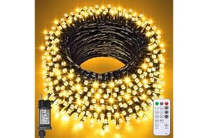 Jsdoin 100/200/300/400/600er Led Lichterkette Außen, Wasserdicht 8 Modi Warmweiß Lichterkette Innen Strom mit Timer Speicherfunktion für Weihnachten Party, Weihnachtsbaum,Garten, Hochzeit （Warmweiß）
