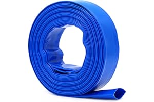 MEKSULAR 10m x 25mm (1 Inch) Diameter Layflat Discharge Pond Hose Pipe Lay Flat Submersible Pump Water Pump Hose, Blue