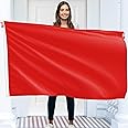 Solid Red Flag – Plain Red Flag - Double-sided Print – 90G polyester - Double Seam - 2 brass eyelets, large 5ft x 3ft