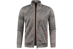 CAZOY Mens Lightweight Full Zipper Coat Jacket Open Front Stand Collar Cardigan Sweater Jumper with Pockets Men Long Sleeve Zip Up Sweatshirt Pullover Tops for Gym Fitness UK Size 8 22
