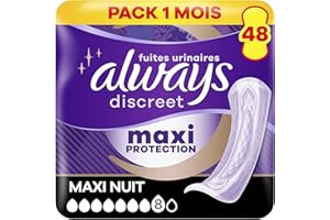 Always Discreet Extra Secure, Serviettes Pour Incontinence ou Fuites Urinaires, Fuites Importantes, Format Eco, 7 Gouttes, Ultimate Night, 48 Pochettes Individuelles (4 x 12 unités)