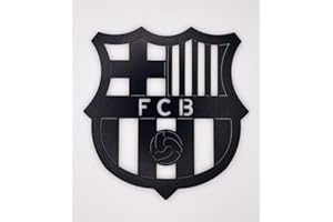 G&J HOME | Cuadro Escudo Futbol Barcelona Hecho Madera Natural y 1 Llavero incluido, Decoración Moderna y Original para Hogar, Oficina, Habitación, Regalo Comunion, Cumpleaños y Aficionados al Futbol