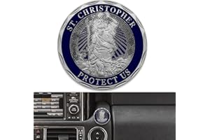 ‎ANWLKI Anwlki Saint Christopher Car Badges, Diameter 4 cm, Saint Christopher Medal Protect Us Come Good Home Gift with 1 Magnet Iron Piece and 3 Double-Sided Adhesive Stickers (Old Silver)