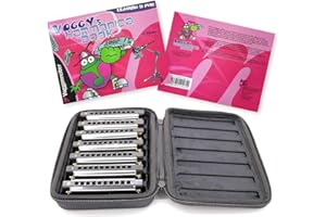 Tuyama® Set de 7 Harmonicas - 10 Trous - Coffre Robuste - Differentes Tonalités: Do-Re-Mi-Fa-Sol-La-Si bémol Majeur 7 x Harmonica (Blues Harp) (TMH-213S+Book)