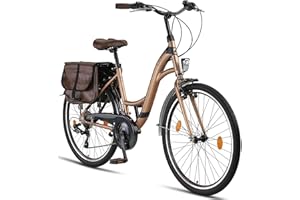 Licorne Bike Stella Plus City Bike rower miejski, koła 26 i 28 cali, aluminiowy, dla dziewcząt, chłopców, mężczyzn i kobiet, 21 przerzutek, rower holenderski (obowiązują przepisy lokalne)