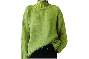 Sanahy Womens Casual Long Sleeve Mock Neck Sweater Solid Comfy Oversized Turtleneck Knit Sweaters Loose Pullover Jumper Tops