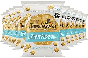Joe & Seph's Salted Caramel Popcorn (12x23g)|2 Star Great Taste Award, gourmet popcorn, air-popped popcorn, popcorn bag, on the go snack, popcorn for a party, sweet popcorn